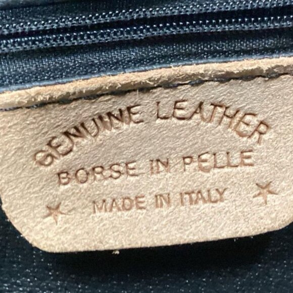 Italian-Made Teal Leather Handbag, Genuine Leather, Horseshoe Clasp, Chain Strap - Picture 4 of 4